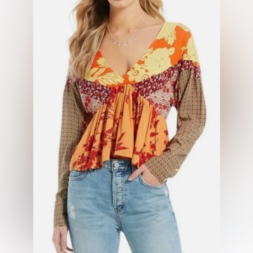 Free People Aloha State of Mind Floral Print Boho Style Top.